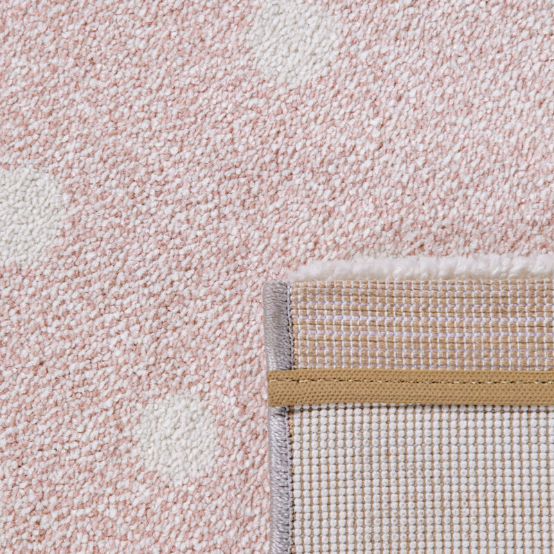 Tapis pour enfant à carreaux rose / gris / blanc Falisa, Rectangle 5 pi 3 po x 7 pi 7 po