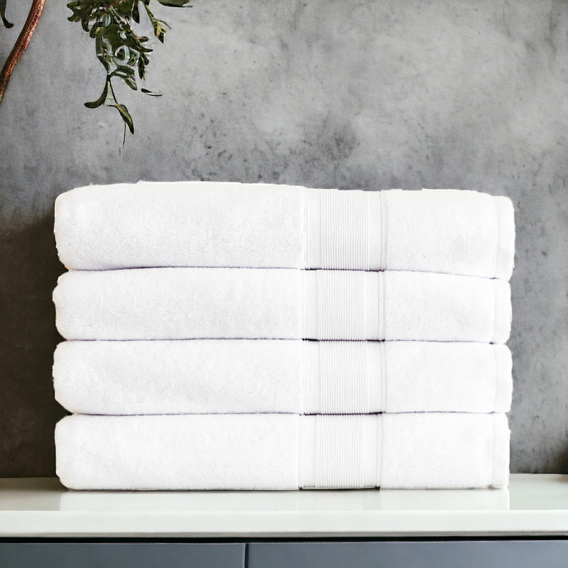 Serviettes de bain en coton turc blanc de qualité supérieure (ensemble de 8 pièces), Blanc