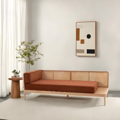 Simple solid wood rattan woven lazy chaise lounge