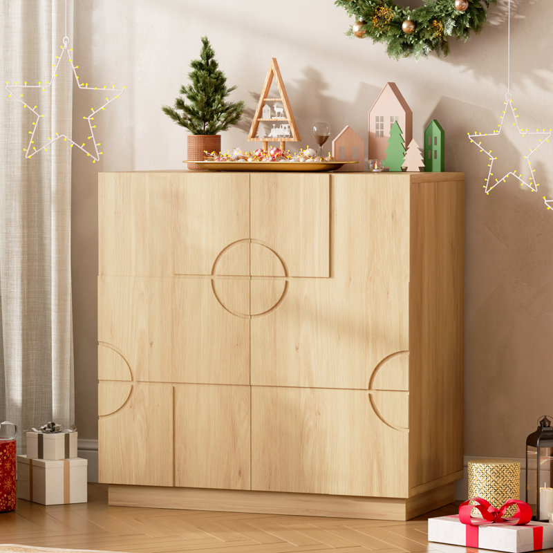 2 - Door Standard Accent Cabinet, Oak Wood