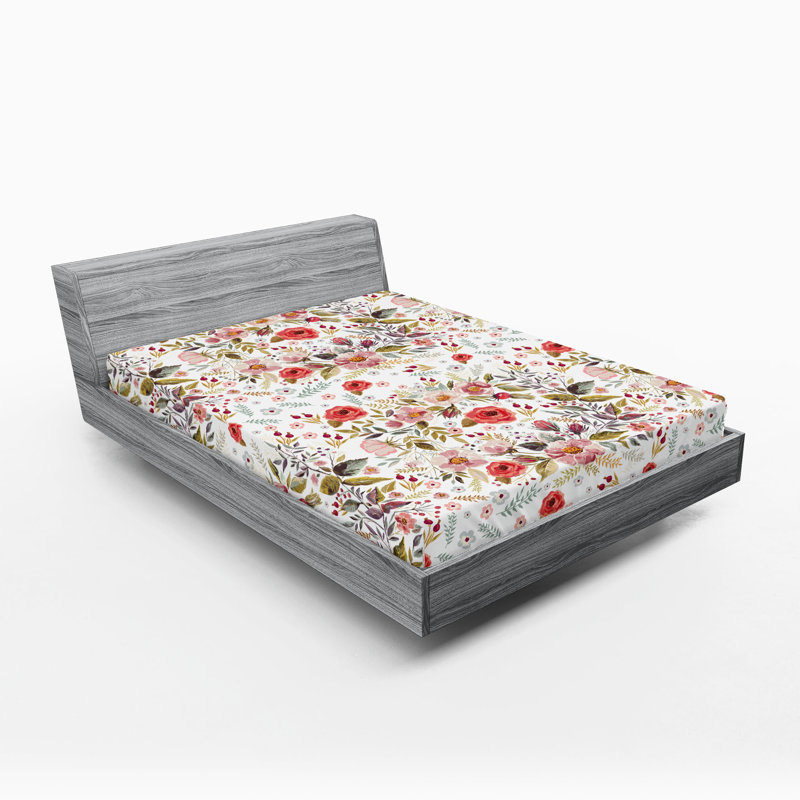 Ensemble de 2 draps-housses Ambesonne, Multicolore / floral 31, Drap-housse de taille très grand