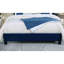 Base de lit grand bleu marine, style transitionnel, revêtement en velours, entièrement rembourré, tête de lit à boutons avec motif à losanges et surpiqué moderne, sur