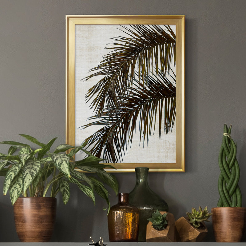 Palm II - peinture sur toile encadrée, H 18,5 po x l 24,5 po x P 1,5 po, Cadre doré