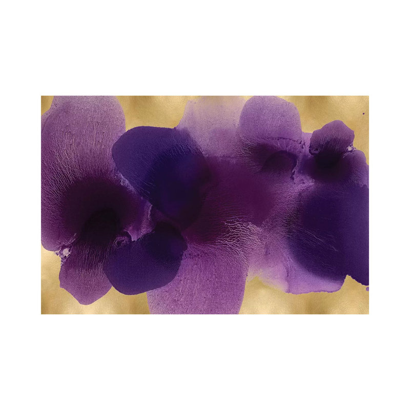 Free Form Purple On Gold by Hannah Carlson - Wrapped Canvas Print, 66.04 cm H x 45.72 cm W x 3.175 cm D