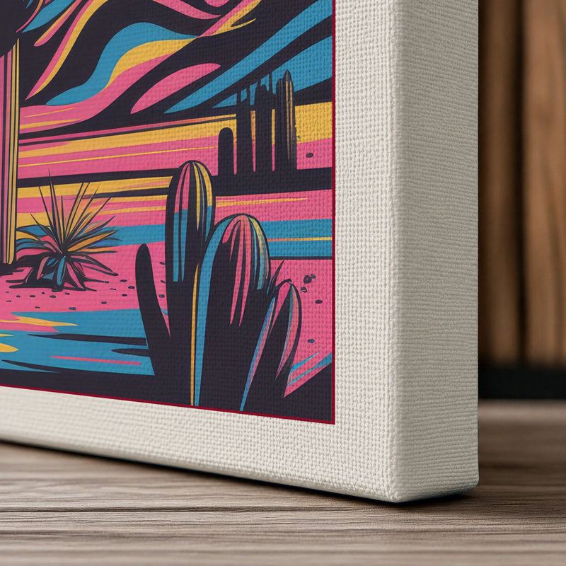 Desert in Motion Boho 1 Piece Wrapped Canvas Wall Art, 36x24 - 91.4 x 61.0 cm, Cream Border