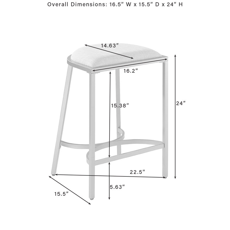 Ellery Upholstered Counter Stool with Metal Frame, Oatmeal/Gold
