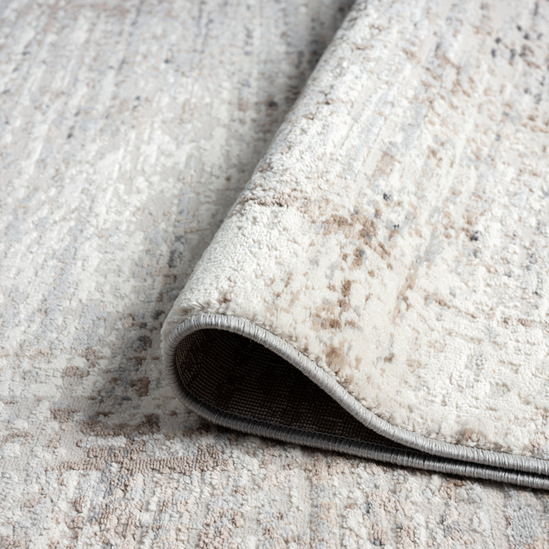White Tones / Beige Area Rug, Rectangle 7'6" x 9'6", Gray