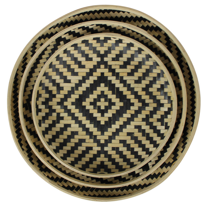 Graphic Multipurpose Rattan Tray Set