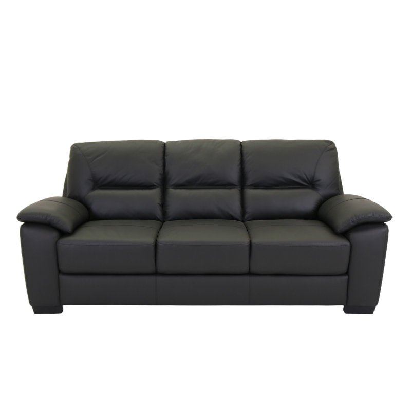 Nafissa 3 Seater or 2 Seater Genuine Leather Sofa, 3, Black