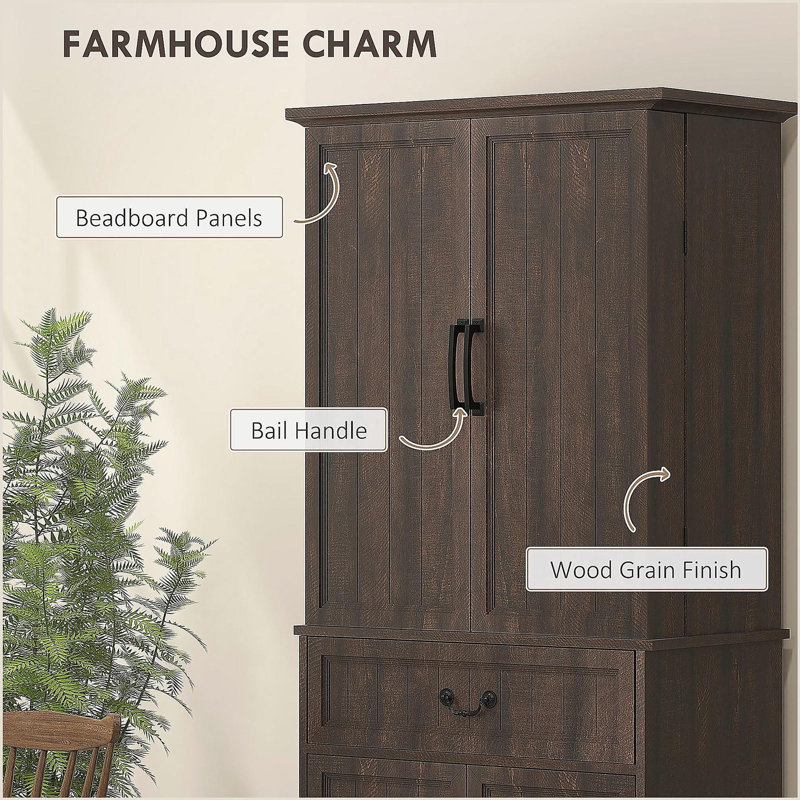 Armoire de rangement moderne, armoire de cuisine à DEL avec tablettes de porte Modern