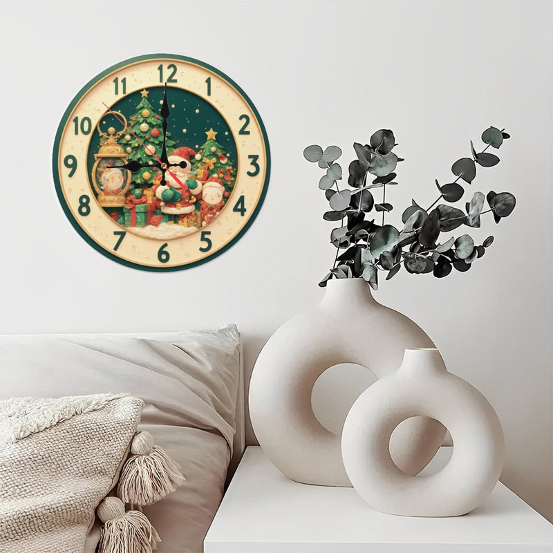 Horloge de Noël avec le père Noël et l'elfe
