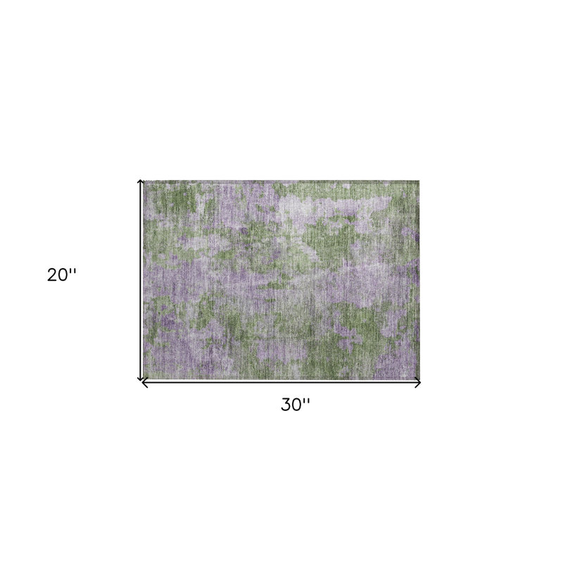 Tapis extérieur lavable et antidérapant abstrait 2 pi x 3 pi vert et mauve