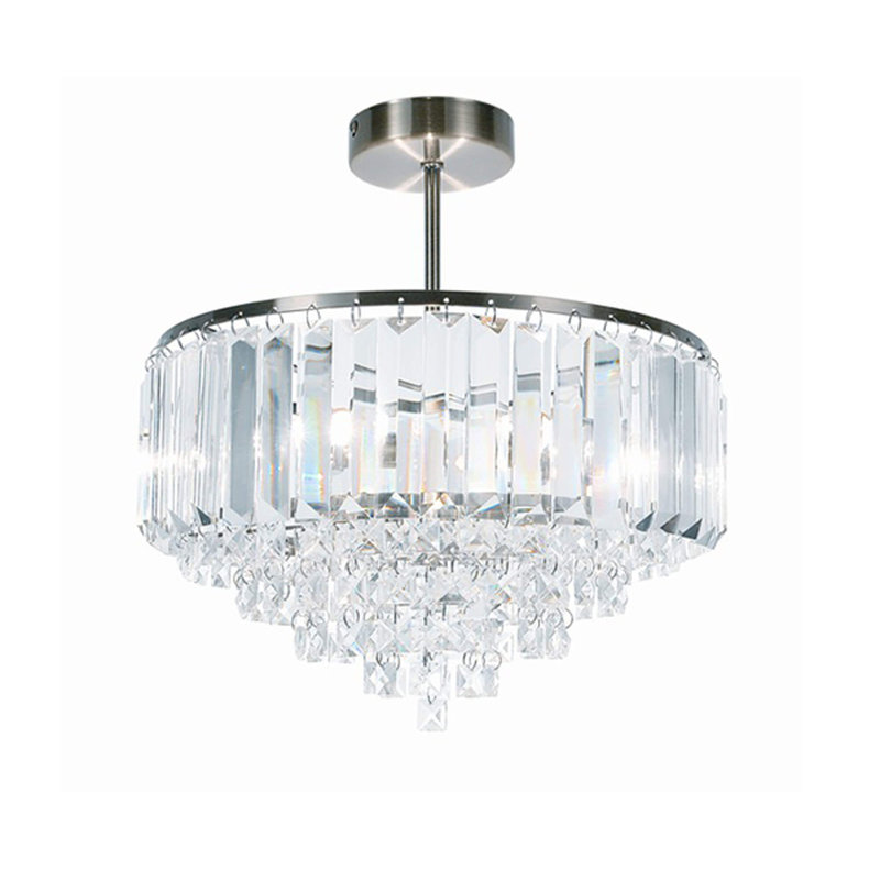 Beckman Crystal Semi Flush Mount, Antique Brass