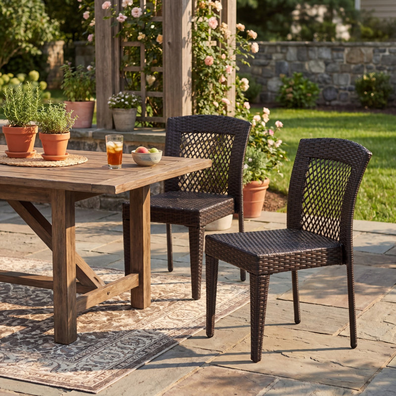 Chaises de patio empilables, sièges d'extérieur modernes en acier rotin Pe
