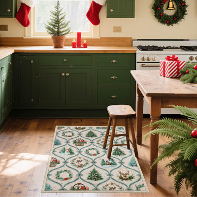 Christmas Festive Faux Wool Area Rug