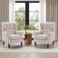 Button-Tufted Small Wingback Accent Chair with Rolled Arm and Thick Padded Cushion-1220836471