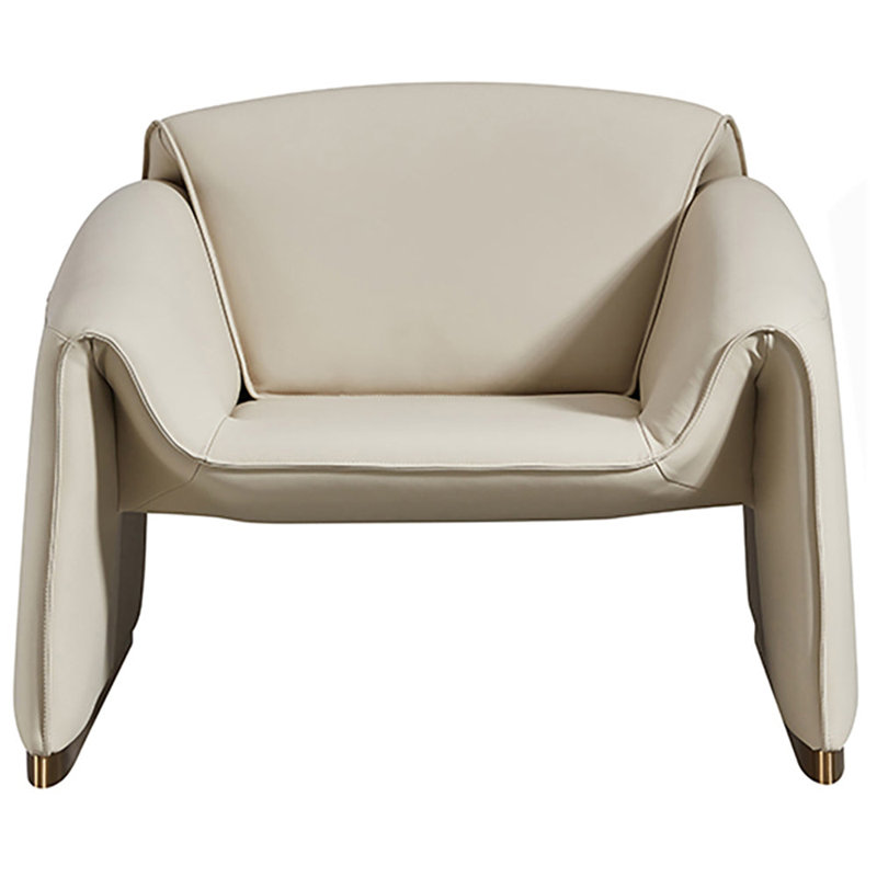Fauteuil d'appoint en cuir véritable American Eagle Design EK-Y1011, Gris rosé / cuir véritable / similicuir