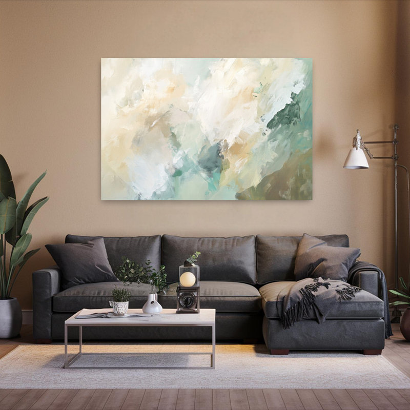 Art mural abstrait vert abstrait, 40" H x 60" W