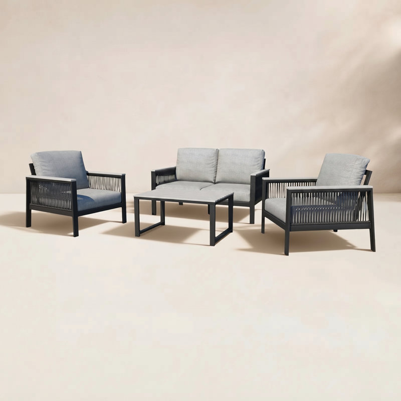 Townsend - Person Patio Conversation Set with Cushions, Canvas Granite Sunbrella® Canvas