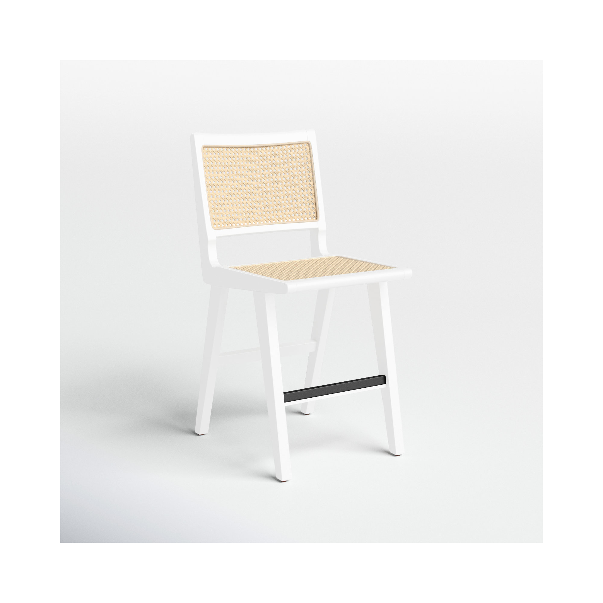 Atticus Cane Bar & Counter Stool, White, Counter Stool (23.2" Seat Height)
