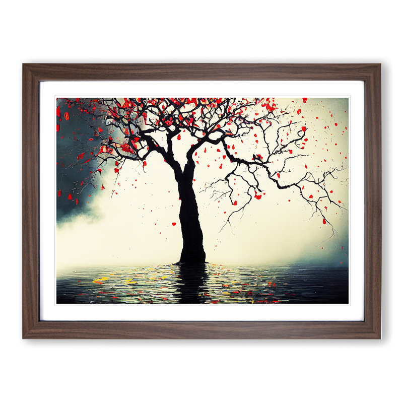 Attractive Tree - Single Picture Frame Print, 25cm H x 34cm W x 2cm D, Walnut