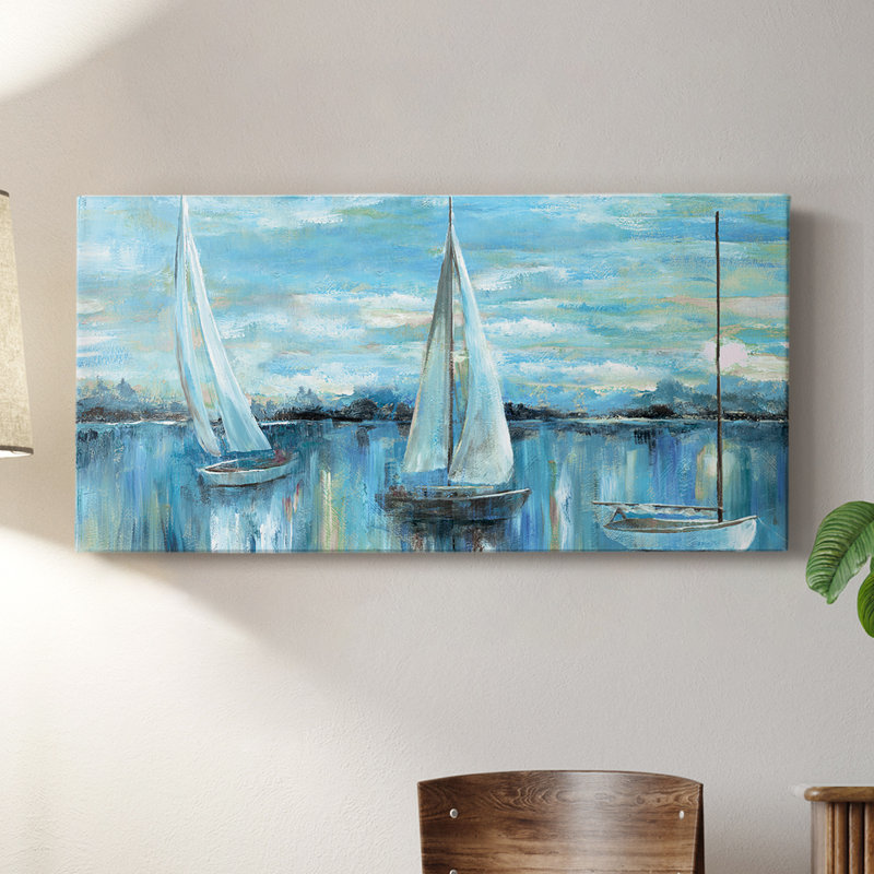 Soirée sur la baie - Toile tendue avec châssis - Prêt à accrocher, H 24 po x l 48 po