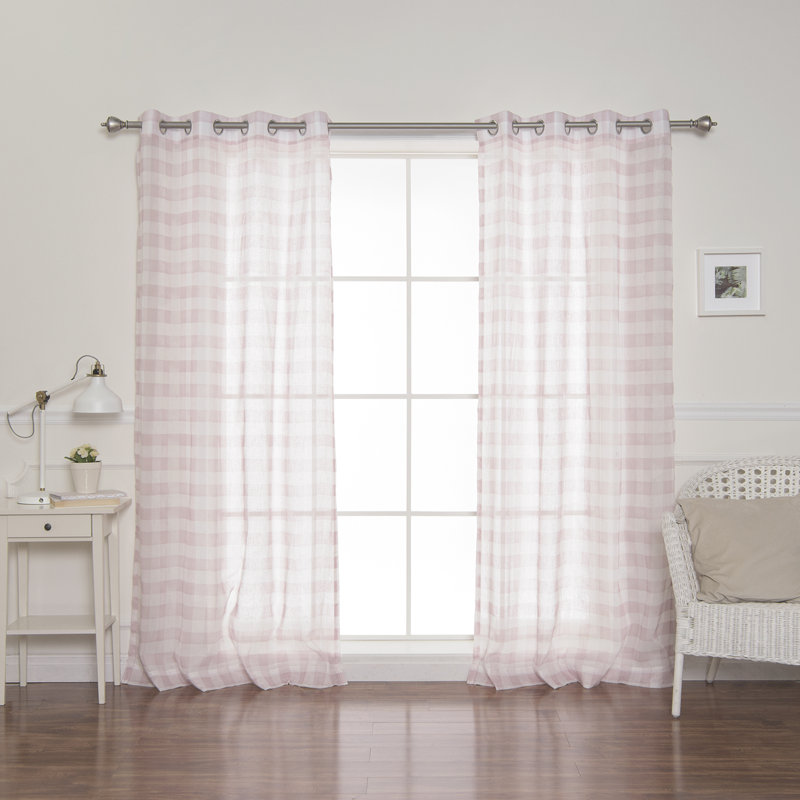Panneaux de rideaux transparents à oeillets Wabasso, Rose