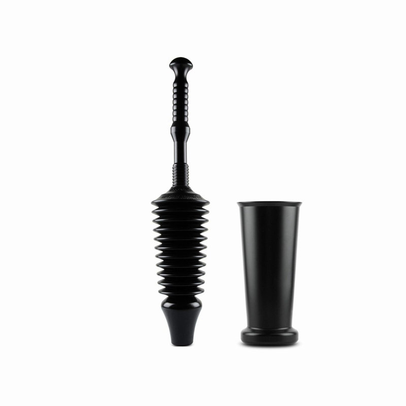 EcoFlush 1.6G Low-Flow Toilet with Funnel Nose Design and Tall Black Bucket