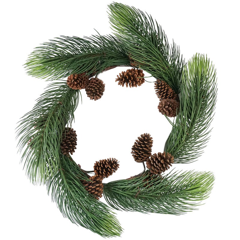 Couronne de Noël artificielle à longues aiguilles de pin - 30 pouces non éclairée