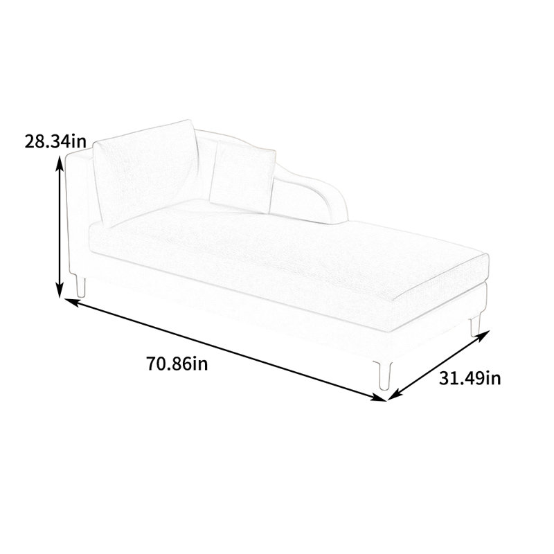 Chaise longue rembourrée Hinna, Accoudoir à gauche (vu de face), Beige