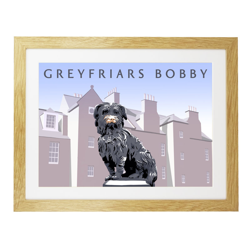 Greyfriars Bobby by Richard O'Neil - Print, 33.5 cm H x 43.5 cm W x 2.2 cm D, Oak Wood Frame