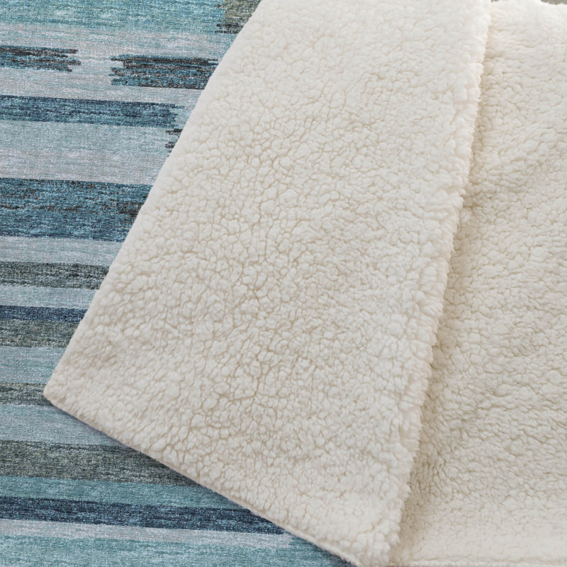 Jeté en sherpa One Pixie Street 50 "x 70", Bleu sarcelle; gris