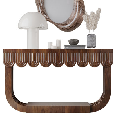 Mid-Century Modern Console Table  For Entryway With Fluted 3 Large Drawers, Sofa Table For Hallway Foyer - Behind Couch Storage, Entryway Table For Living Room Front Door, Long Entrance Tables