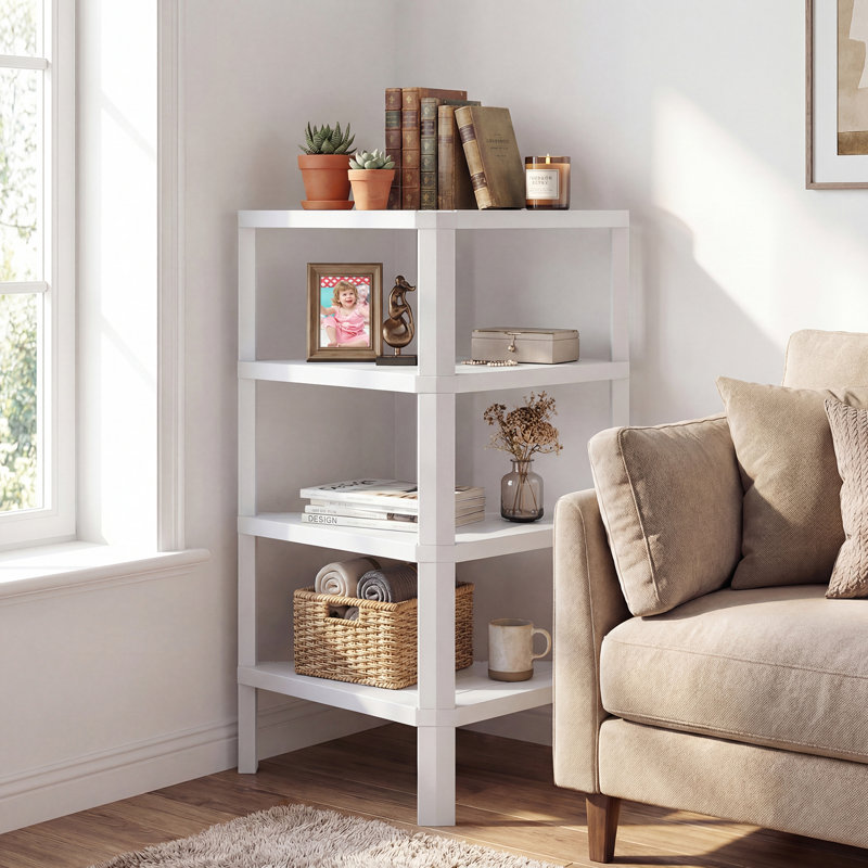 46cm W Plastic Shelving Unit, White