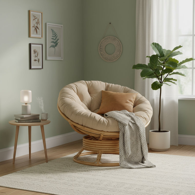 Aniylah Wicker / Rattan Swivel Papasan Chair