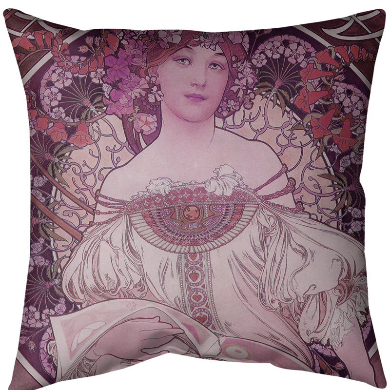 Oreiller en dollar alphonse mucha bougon reading, Bourre en polyester, Rouge, Polyester filé