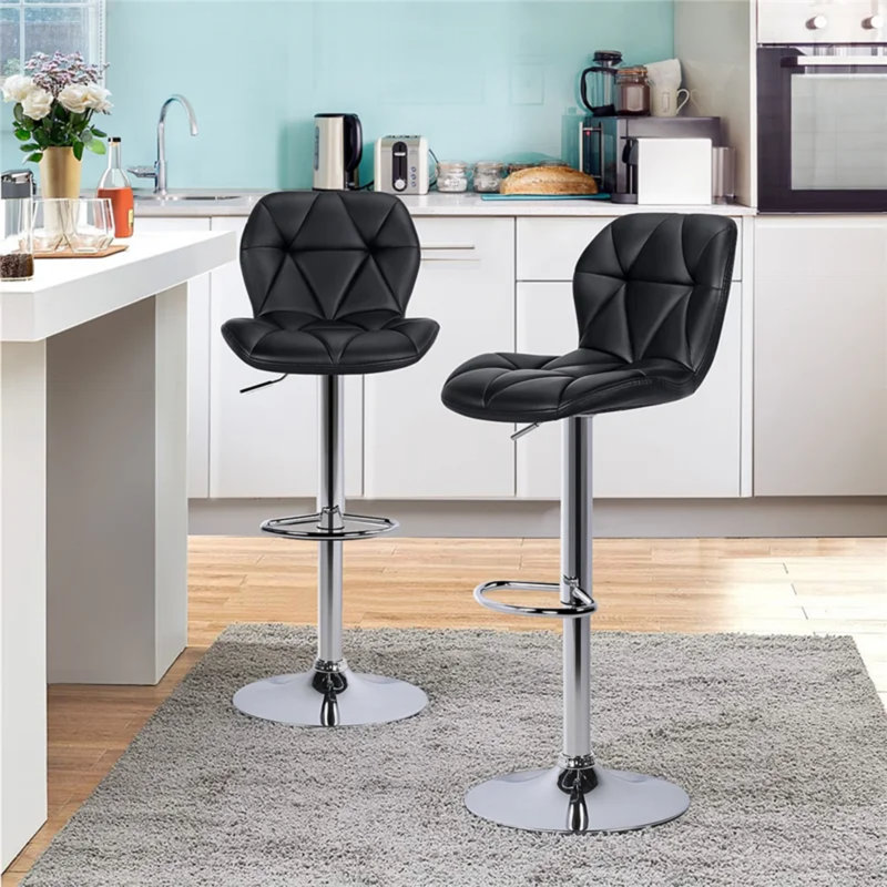 Tabouret pivotant à hauteur ajustable Imtiyaaz, Noir/acier inoxydable