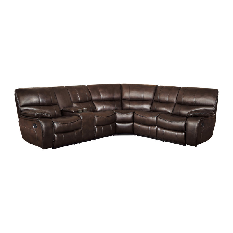Canapé modulaire 105 po, Similicuir brun foncé, 105"