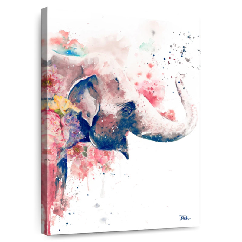 Éléphant floral, H 24 po x l 16 po