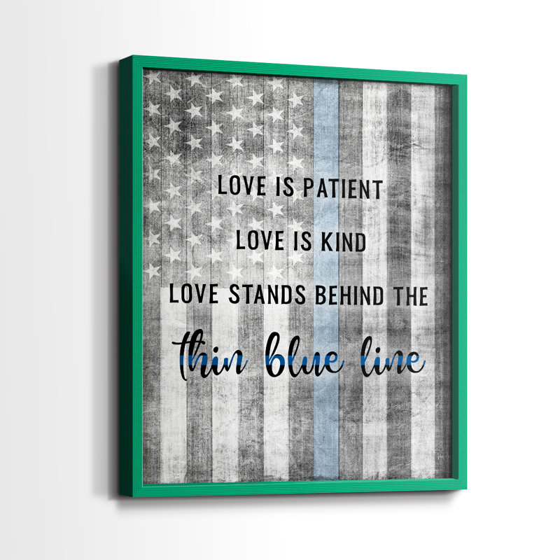 Thin Blue Line, reproduction encadrée - bois massif, Vert, H 30 po x l 24 po