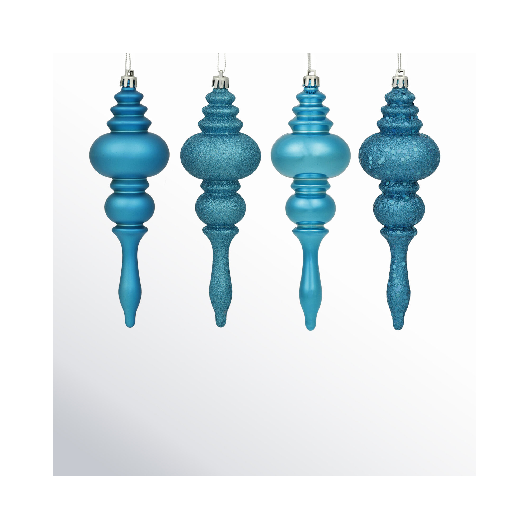 7" Finial Ornament 8/Pk, Turquoise