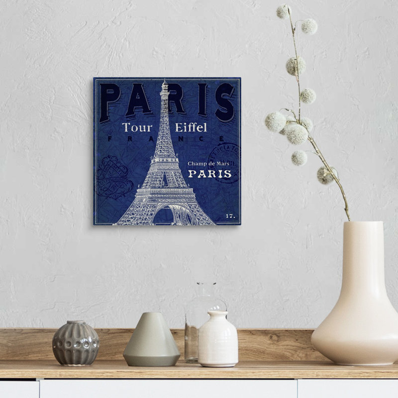 « blueprint tour eiffel » par sue schlabach, impression, H 35 po x l 35 po x P 1,5 po, Toile