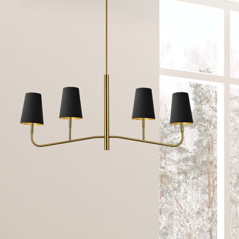 Lustre classique / traditionnel à 4 lumières Arvell, Blanc / doré, Laiton vieilli