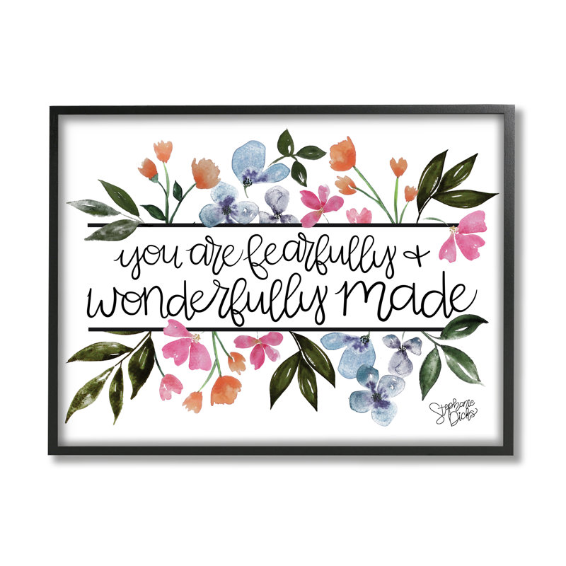 «Fear magnifiquement et merveilleusement fait floral» par Stephanie Dicks - impression, Giclée encadrée noir minuit