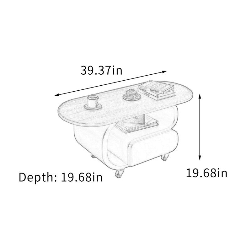 Table basse mobile Creativ, H 19,68 po x L 39,37 po x l 19,68 po, Noyer, Noir