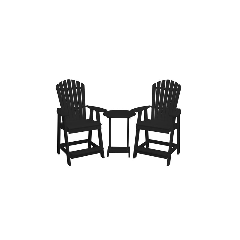 Baldomera Bar Set with Stools, Black