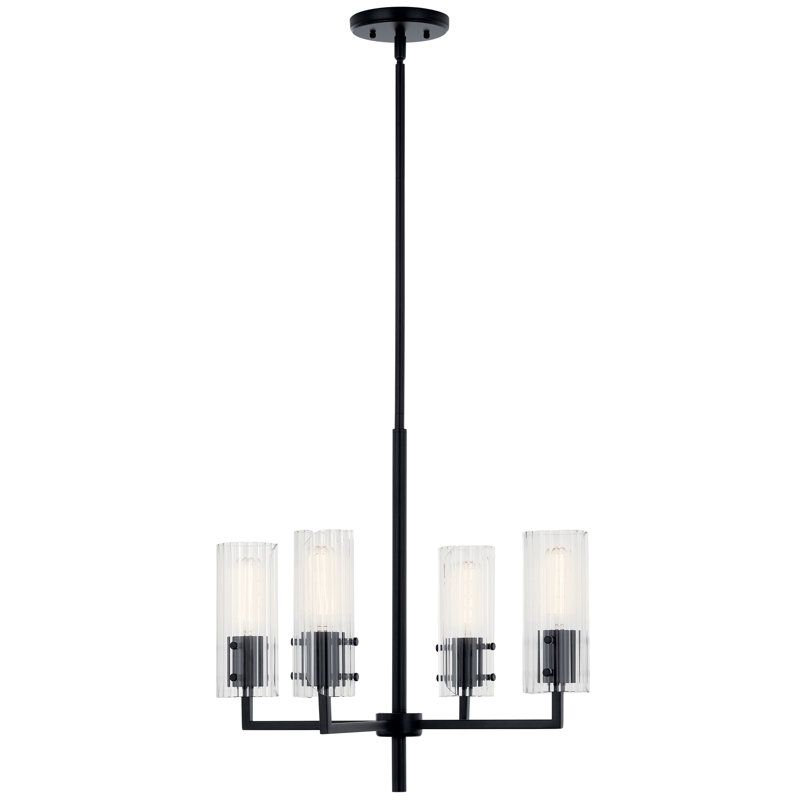 20.5" 4 Light Chandelier, Satin Black