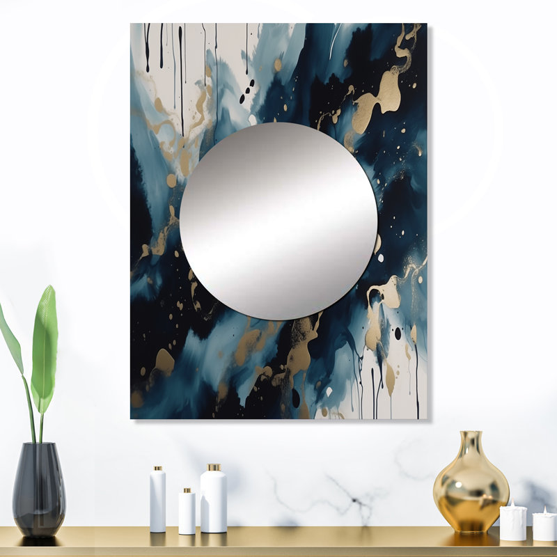 Encre liquide Lucyle Blue and Gold Marble, 32 po x 24 po