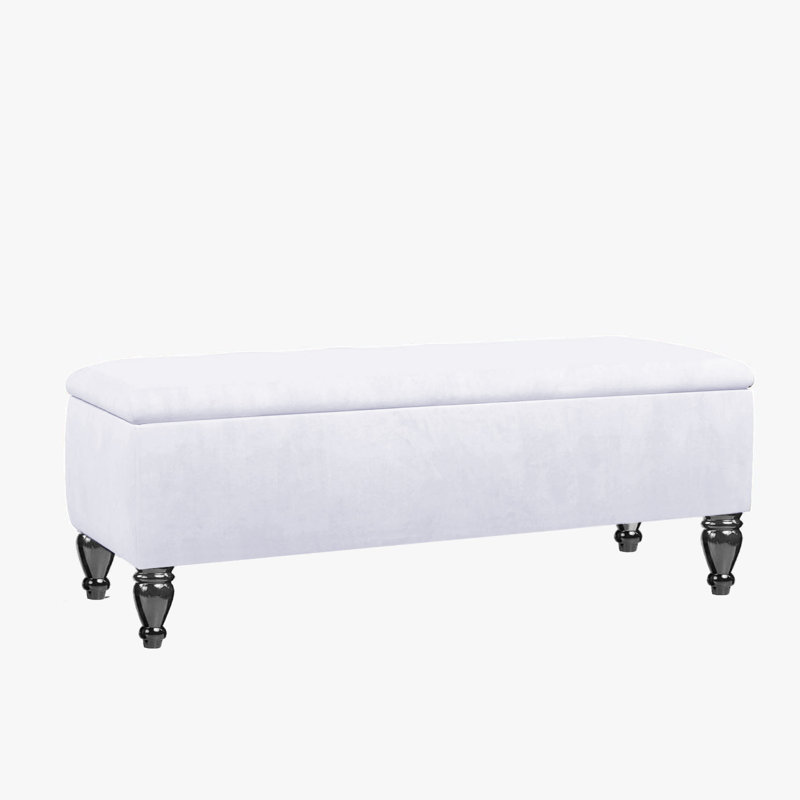 Lisbon Ottoman Bench with Storage, End of Bed Bench, Rectangle Coffee Table, Upholstered Footstools, White