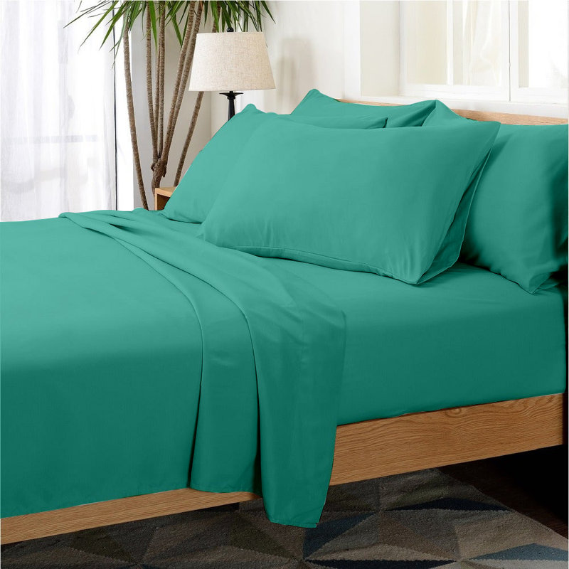 Microfiber Sheet Set, Full/Double Sheet Set+1 Fitted Sheet+4 Pillowcase, Turquoise